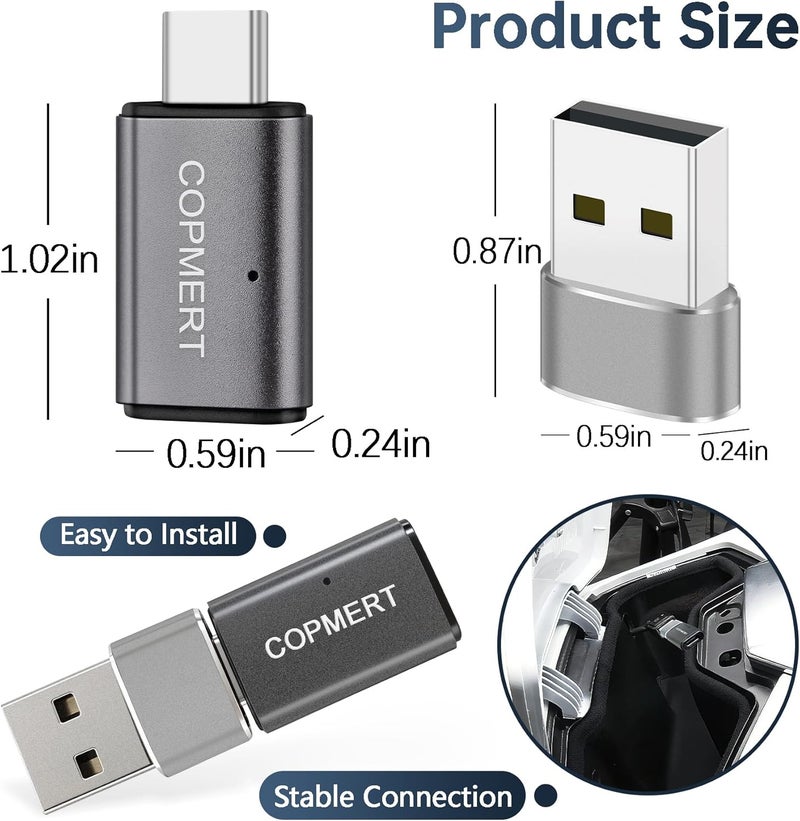 COPMERT Bypass Motorcycle Wireless CarPlay Bluetooth Adapter 2025 Street Glide Accessories with Passthrough USB-C Charging Port - Image 2